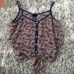 Wet seal sheer floral knot front tank top